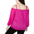 thumbnail image 2 of INC Womens Plus Mixed Media Off-the-Shoulder Knit Top Purple 0X, 2 of 2