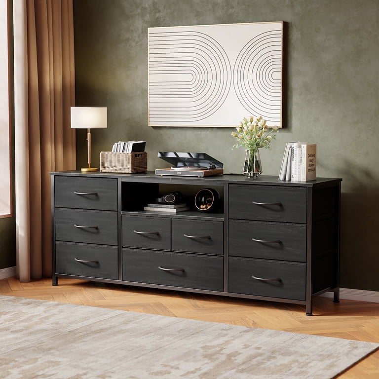 Satifur 9-Drawer LED Dresser with Power Hub, Black photo 2