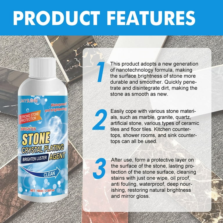 Pompotops Up to 50% off, Stone Crystal Plating Agent, Kitchen Stone Tile  Countertop, Quartz Stone Scratch Repair, Cleaning, Stains, Brightener  100ml