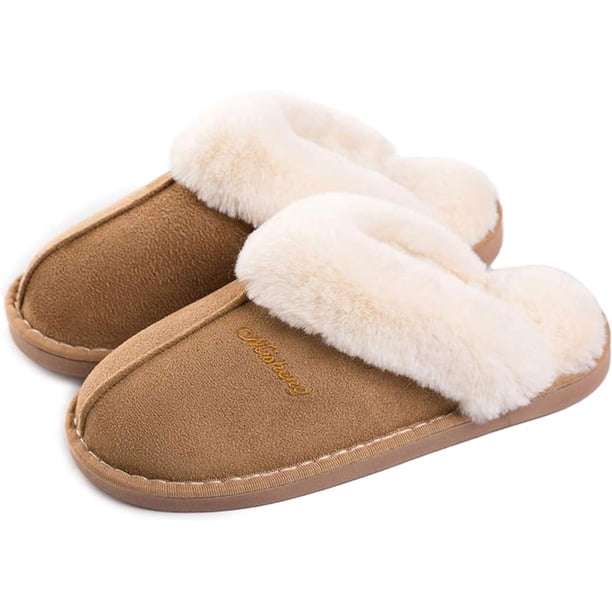 Pantuflas de mujer con espuma viscoelástica, suaves y sin cordones, forradas de gamuza y suela antideslizante, para interior y exterior.