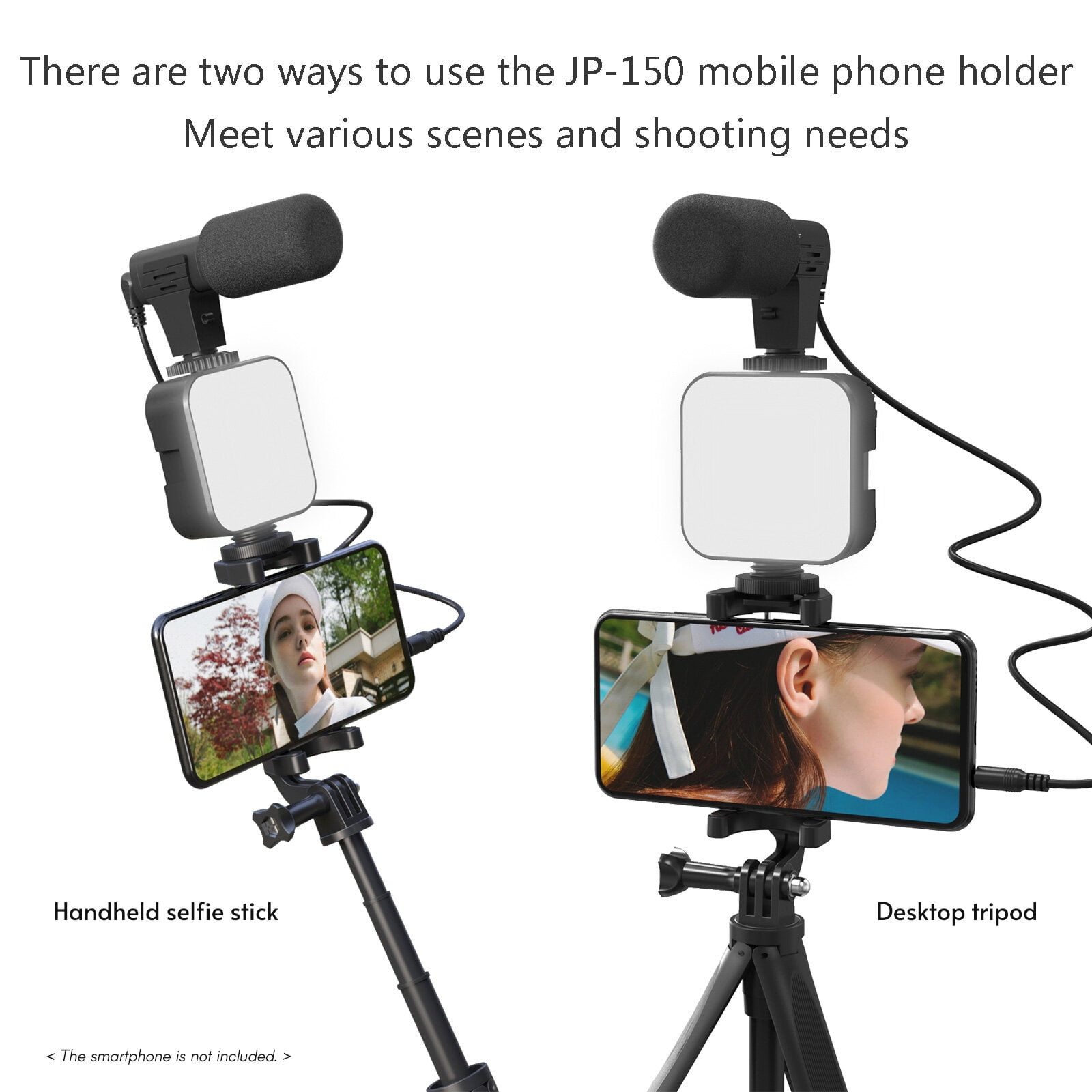 And Smartphone Vlogging Kit Tripod Phone Holder + Microphone + Video Light + Clip + 3.5mm  To TRRS Audio Cable For Live Stream Video Recording