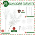 thumbnail image 6 of Ayieyill 84Pcs Christmas Tree Decorations Flowers, Artificial Glitter Berry Stems Christmas Pine Cones, Snowflake Icicle Drop Crystal Ornaments (White), 6 of 7