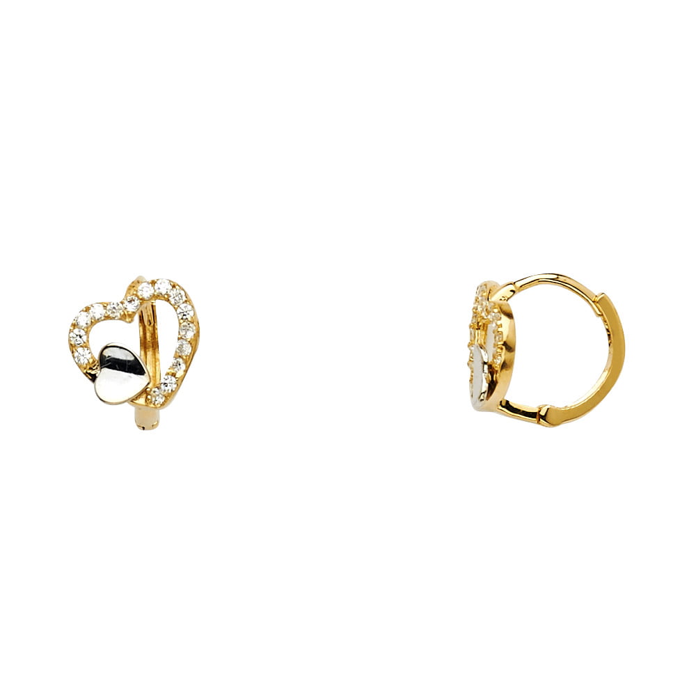Details about   14K Rose And Yellow Gold Madi K Children's 8 MM CZ Cross and Heart Stud Earrings 