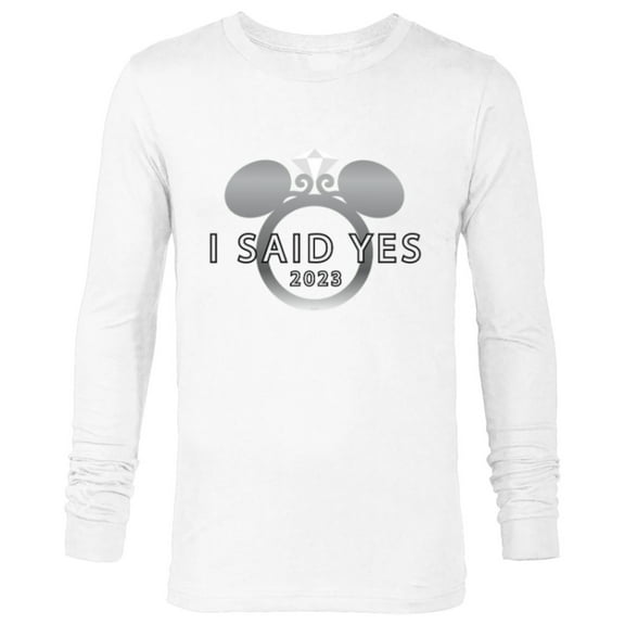 Disney I Said Yes 2023 Engagement Ring Proposal Mickey - Long Sleeve T-Shirt for Men - Customized-White