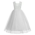 thumbnail image 3 of IBTOM CASTLE Flower Girl Dress Princess Sleeveless Floral Embroidered Kids Summer Wedding Pageant Birthday Party Tutu Tulle Dress 2-3 Years White, 3 of 4