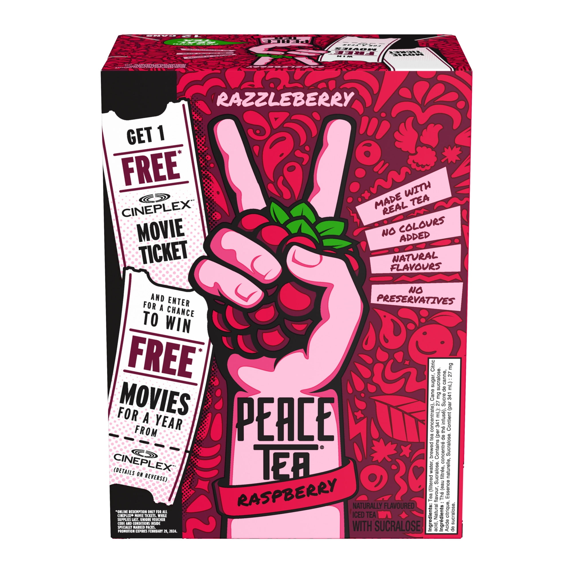 Peace Tea Razzleberry Cans, 341 mL, 12 Pack, 12 x 341 mL - Walmart.ca