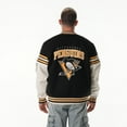 thumbnail image 2 of Unisex The Wild Collective  Black Pittsburgh Penguins Drop Shoulder Full-Snap Varsity Jacket, 2 of 4
