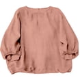 thumbnail image 4 of Endives Womens Long Sleeve Shirt Cotton Linen Shirt Womens Thin Breathable Blouse Summer Spring Clothing Pink, 4 of 4