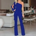 thumbnail image 2 of gakvbuo Jumpsuits For Women Summmer Dressy Wedding Womens Fashion Summer Solid Casual Long Sleeve One Shoulder Bandage Suspender Jumpsuit, 2 of 6