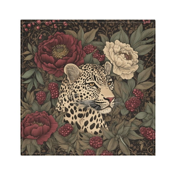 Qxltty Roses Leopard Napkins 20×20in Perfect for Parties Dinners Weddings Cocktail Housewarming Cloth Napkins Set of 6