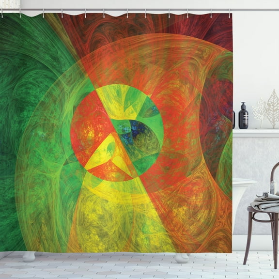 Ambesonne Psychedelic Shower Curtain, Abstract Surreal, 69"Wx75"L, Green Yellow