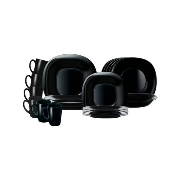 Vajilla De 24 Pzas Moderna De Opal Color Negro Carine Luminarc