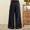 thumbnail image 4 of XFLWAM Wide Leg Palazzo Pants for Women Summer Beach Pants Flowy Loose Casual Lounge Pajama Yoga Pants with Pockets Black XL, 4 of 6