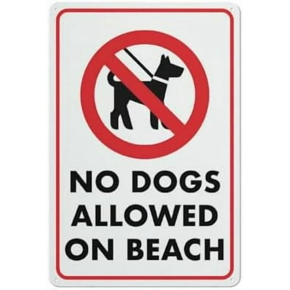 No Dogs Allowed On Beach Sign Outdoor Metal Sign - 12 X 8 Metal Signs For Business, Workplace, Office, Home, Delivery Road Garden Signs