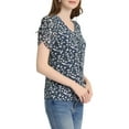thumbnail image 4 of INSPIRE CHIC Women's Floral Blouse V Neck Relax Short Sleeve Tops M Navy Blue, 4 of 6