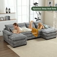 thumbnail image 3 of Villeston Modern U-Shape Sectional Sofa , 4 Seat Lounge Sleeper with Double Chaise for Living Room,Light Gray, 3 of 8