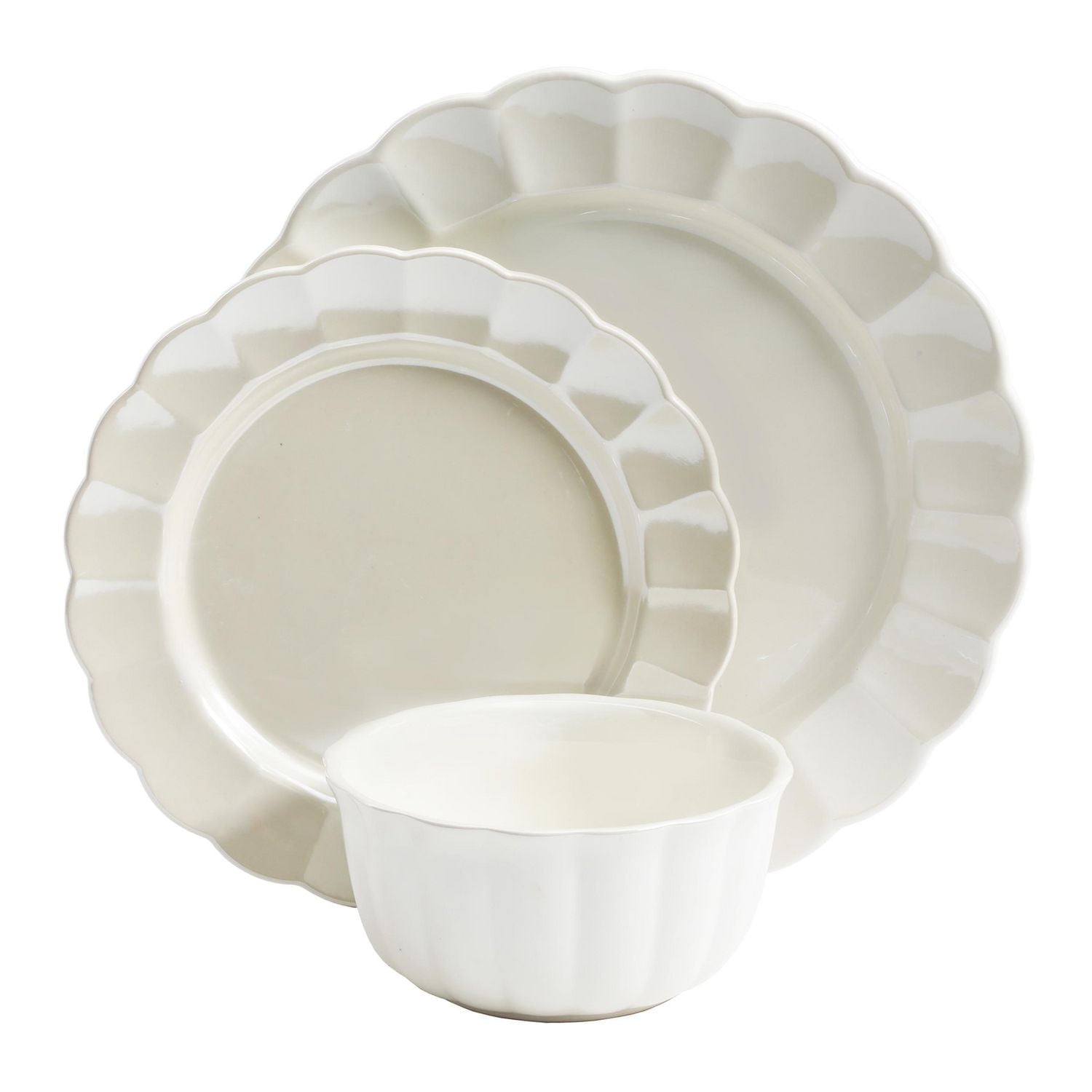 The Pioneer Woman Luster 12-Piece Dinnerware Set, Linen