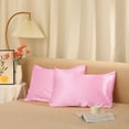 thumbnail image 6 of Unique Bargains Envelope Closure Breathable and Soft Satin Pillowcase (2 Count) Light Pink King, 6 of 6