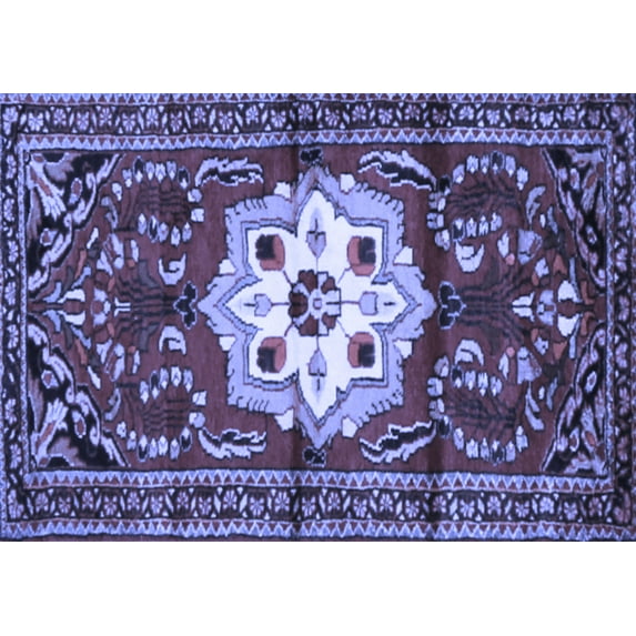 Ahgly Company Machine Washable Indoor Rectangle Persian Blue Traditional Area Rugs, 5' x 7'