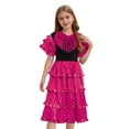 thumbnail image 2 of RUNQHUI Robe de Fête Festival Espagnol pour Filles avec Franges Jupe Maxi Lyrique à Volants Tenue de Danse Rose Vif 16, 2 of 6