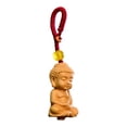 thumbnail image 3 of GROWTH TANK Mini Wood Buddha Key Chain Pendant Accessory Feng Shui Sculpture Craft Red Rope, 3 of 9