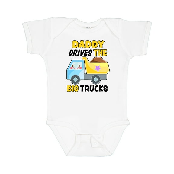 Inktastic Daddy Drives the Big Trucks with Dump Truck Boys or Girls Baby Bodysuit