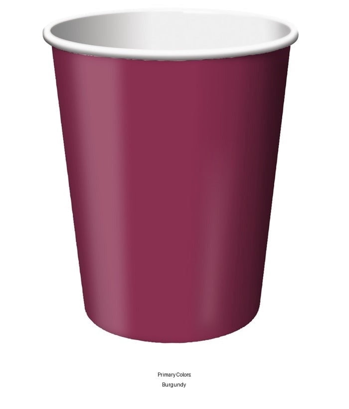 240/Case Bulk Burgundy 9 oz Hot & Cold Cups