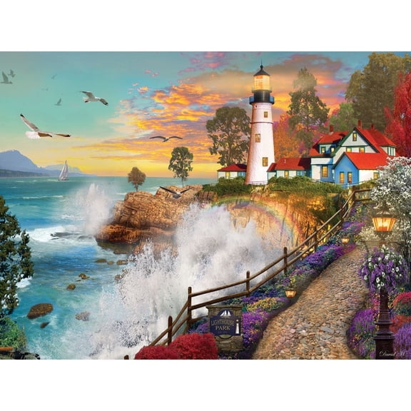 Bits and Pieces Jigsaw Puzzle Lighthouse Park Ocean Sunset by David Maclean 500 Piece 18" x 24"