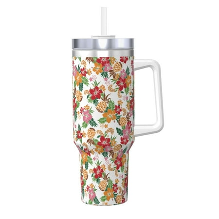 

Ocsxa Pineapple Flower Print 40oz Stainless Steel Vacuum Insulated Tumbler Car Cup Coffee Mug with Spillproof Lid Keep Your Drink Hot or Cold on the Go