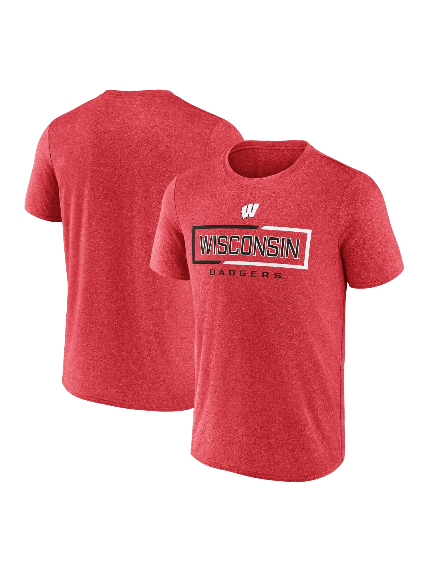 NCAA Wisconsin Badgers Men's Synthetic Red Heather Short Sleeve T-Shirt