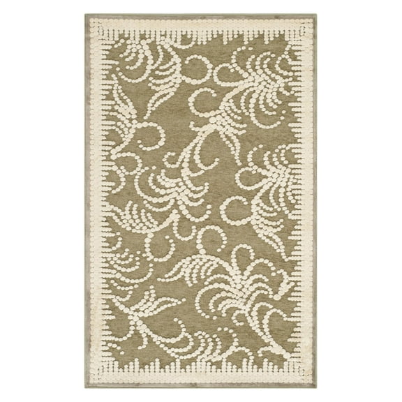 SAFAVIEH Martha Stewart Fountain Swirl Floral Area Rug, Green/Ivory, 7'11" x 11'2"