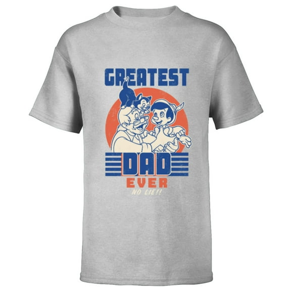 Disney Pinocchio and Geppetto Greatest Dad Ever No Lie - Short Sleeve T-Shirt for Kids - Customized-Athletic Heather