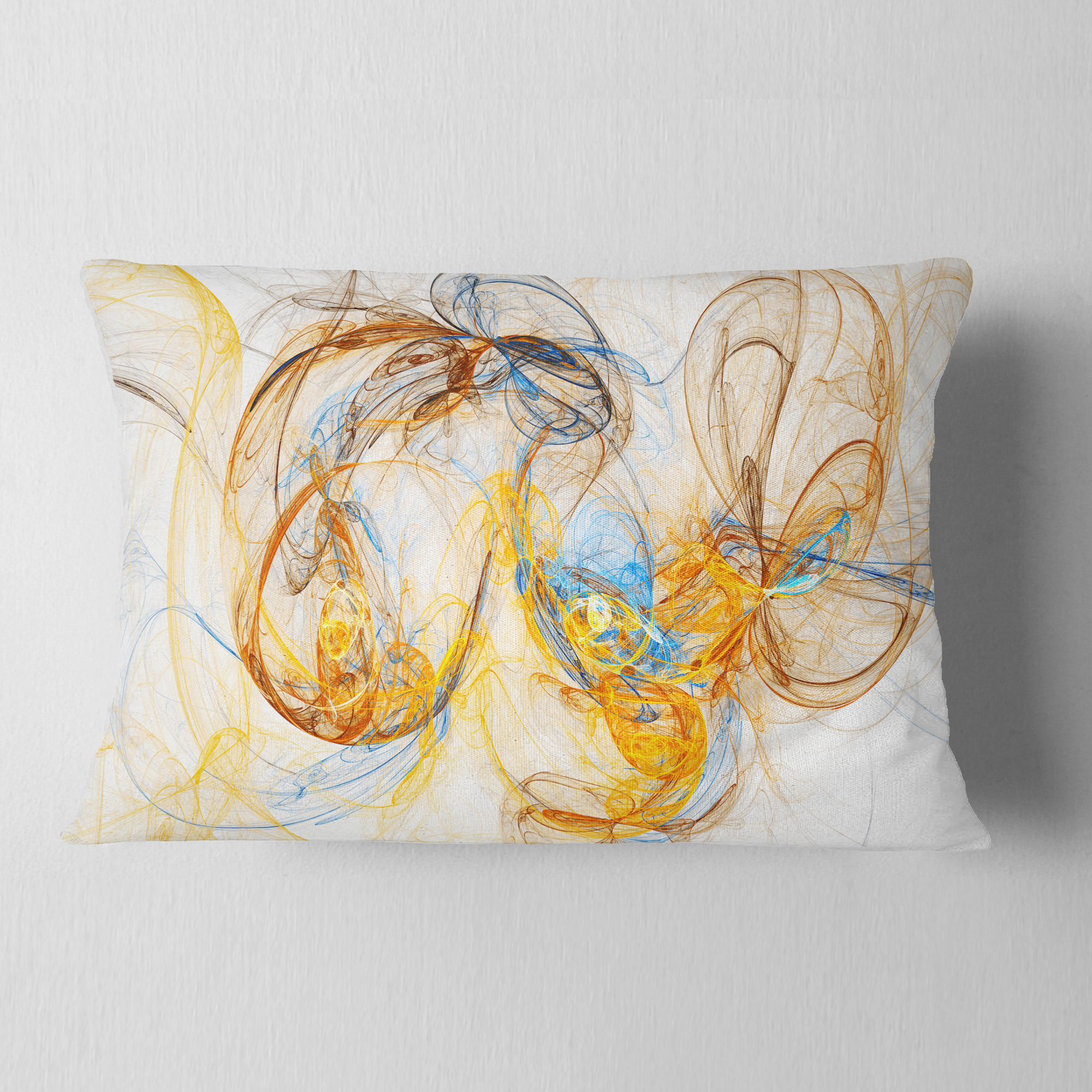 Designart Billowing Smoke Yellow - Abstract Throw Pillow - 12x20