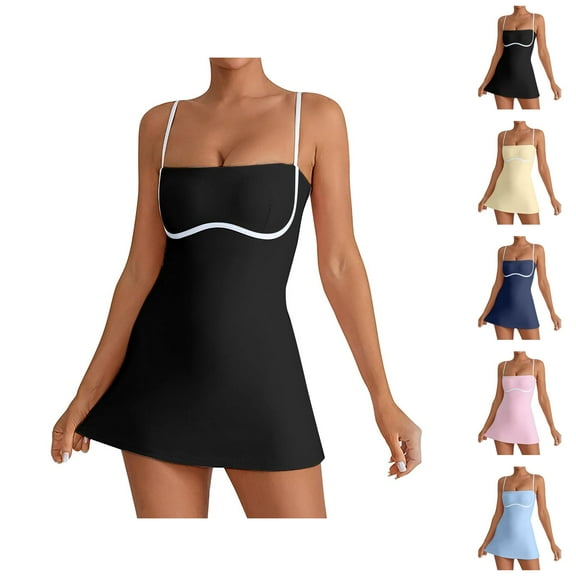 Tennis Dress Golf Dresses for Women with Shorts Adjustable Straps Workout Dress Athletic Dresses with Built in Bra