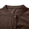 thumbnail image 6 of Jxximdong Cardigans for Women, Basic Crew Neck Long Sleeve Button Down Cardigan, Women's Bolero Shrugs Brown, 6 of 7