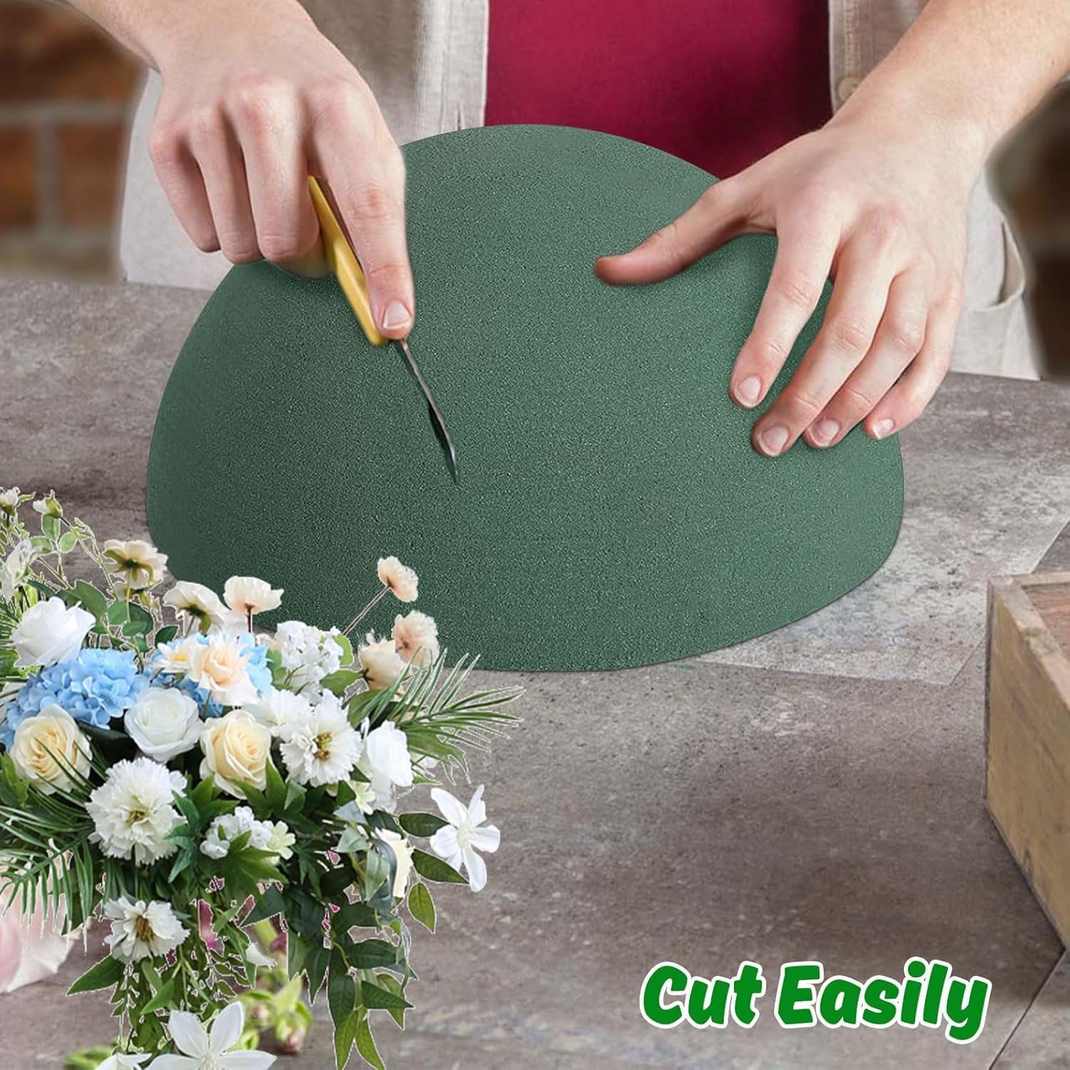 4 PCS Half Ball Floral Foam, Round Floral Dry Foam Blocks Green Flower Styrofoam for Fresh and Artificial Flower Arrangements (5.5 X 2.8 Inches)