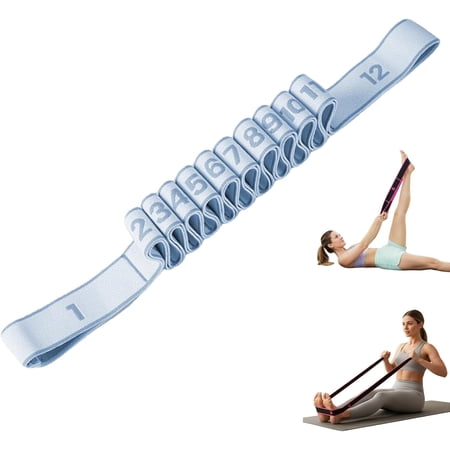 Fitness Resistance Band - 8/10/12 Section Numbered Resistance Band with Handles and Clear Markings, Elastic Training Belt for Yoga, Latin, Pilates