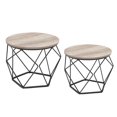 thumbnail image 1 of Small Coffee Table Set of 2 Round Coffee Table with Steel Frame Side End Table Greige and Ink Black, 1 of 6