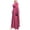 Red, variant on Clothing Muslim Dress,Women's Fashion Solid Color O-Neck Long Sleeve Satin Soft Waist And Ankle Dress