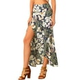 thumbnail image 4 of INSPIRE CHIC Women's Summer High Waist Asymmetrical Tropical Maxi Skirt Dark Blue XS, 4 of 5