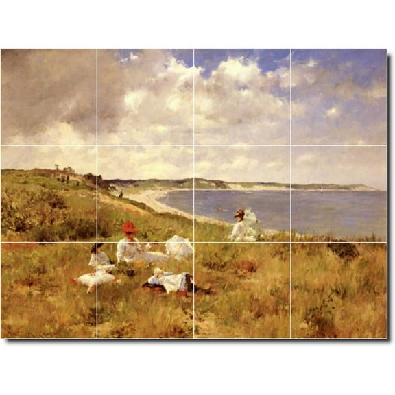 Ceramic Tile Mural-William Chase Waterfront Painting 418. 17" w x 12.75" h using (12) 4.25 x 4.25 ceramic tiles