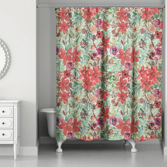 Creative Products Holiday Blooms Pattern 71x74 Shower Curtain
