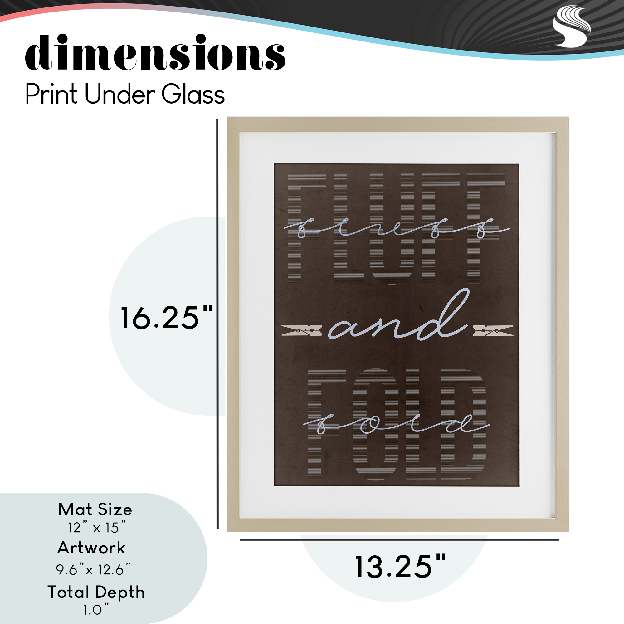 Fluff And Fold Brown Minimal Birch Framed Print Under Glass, design by Marcus Prime