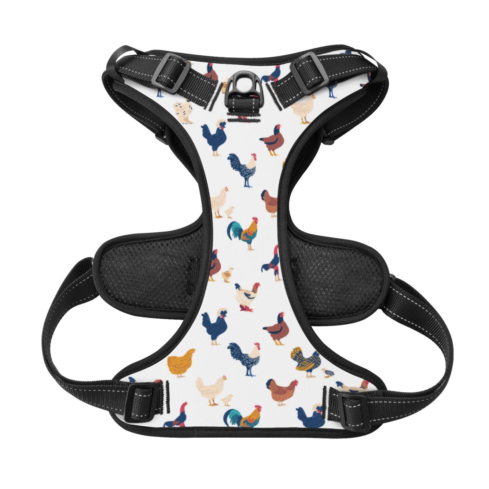 Kdxio Various Rooster Print No Pull Dog Harness Adjustable Reflective Oxford Easy Control Medium Large Dog Harness for Training and Everyday-Small