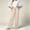 thumbnail image 5 of jjayotai Women Wide Leg Pants Elastic High Waisted Drawstring Palazzo Pants Flowy Beach Outfits Work Business Casual Trousers, 5 of 6