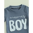 thumbnail image 4 of Toddler Baby Boy Mama‘s Boy Outfit Summer Short Sleeve Embroidery T-Shirt Tops Shorts Set Waffle Knit Clothes, 4 of 7