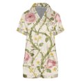 thumbnail image 4 of Womens Christmas Satin Button Front Set Short Sleeve Print Shirt Elastic Shorts Breathable Knit Loungewear Home Night Outfit, 4 of 4