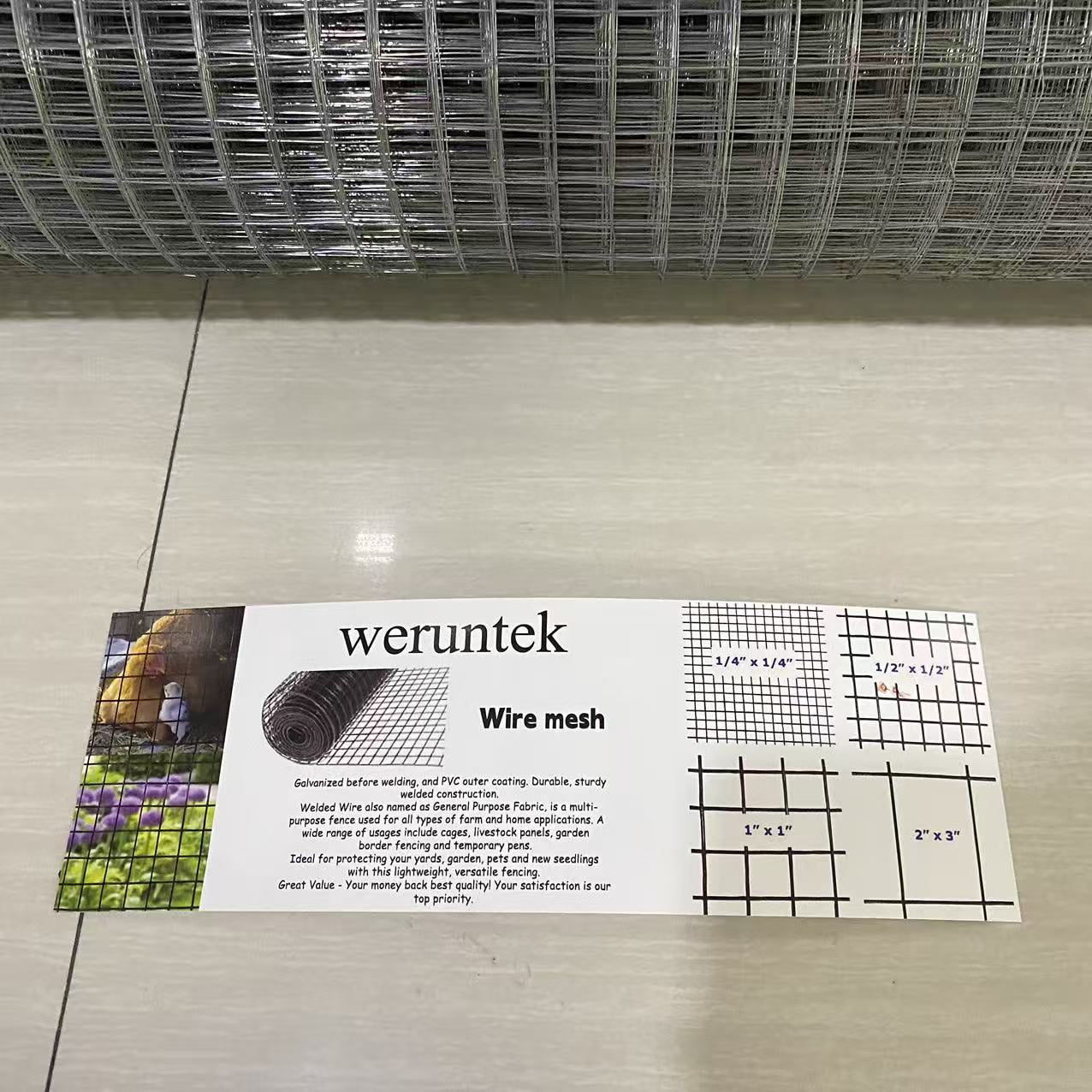 weruntek Wire mesh,PVC Coated Welded Wire Mesh Garden Economy Fence 48 Inch x 25 Foot-1 Inch x 1 Inch