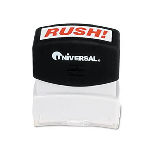Universal  One-Color Message Stamp Rush Pre-Inked/Re-Inkable Red Red