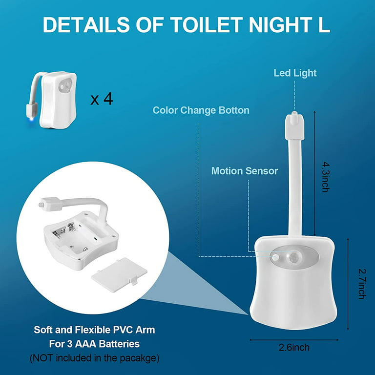 Toilet Night Light 2Pack by Ailun Motion Sensor Activated LED, 8 Colors  Changing Toilet Bowl Illuminate Nightlight for Bathroom Battery Not  Included